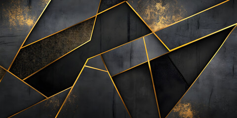 geometric black gold background. luxurious textured background of lines and slabs
