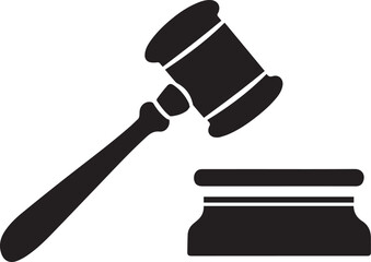 Gavel silhouette, vector silhouette of lawyer gavel icon