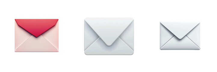 Untitled design - A set of  classic envelope-shaped mail icon with a subtle shadow  isolated on a transparent background (3)