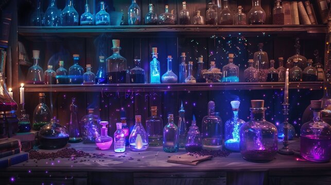 bar potions in a quarter on a bar