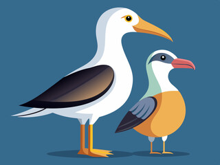 Caractère de mouette albatros. Mouette albatros oiseau. Illustration de goélands marins. image vectorielle stockée. - Illustration libre de droits
