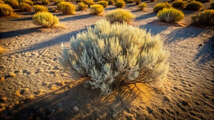 of a sagebrush bush casting a shadow on the floor, sagebrush, bush, desert plant, arid landscape, dry climate