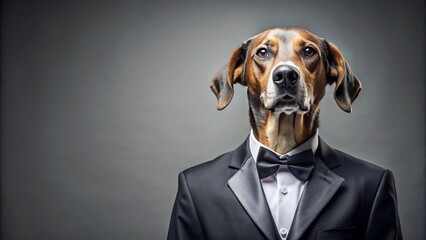 Elegant dog wearing a sleek suit , canine, formal wear, classy, business attire, sophisticated, trendy, animal, fashion, stylish