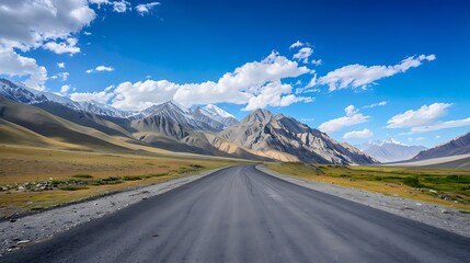 Naklejka premium Mountain Road Through the Pamir Mountains