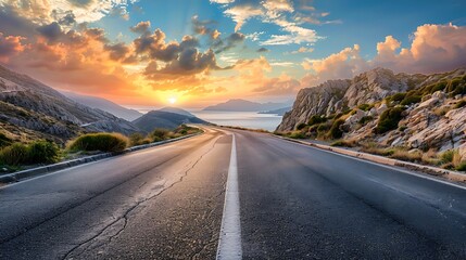 Scenic Mountain Road at Sunset
