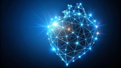 Fototapeta premium Polygonal heart structure with glowing cardiological network representing innovative medicine and technology, heartbeat