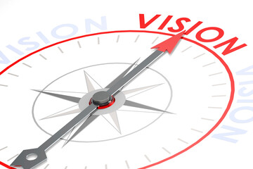 Vision word on compass isolated
