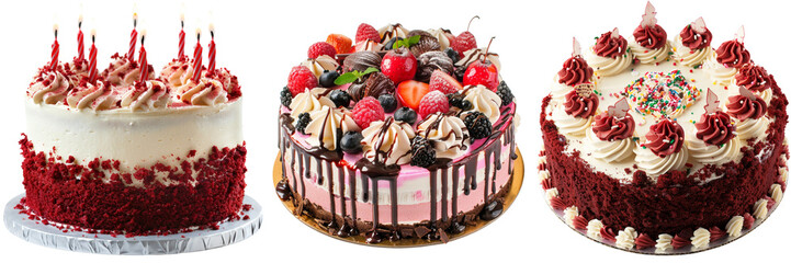 Untitled design - A set of birthday cake different style isolated on a transparent background
