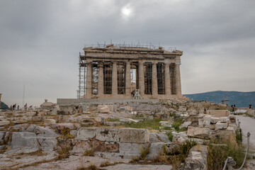 Views from the Parthenon ruins in the city of Athens, Greece