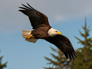 Obraz premium A bald eagle in flight