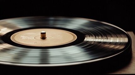 Classic vinyl record, ornate retro text, sepia tones, old-fashioned design elements