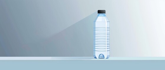 A minimalist water bottle illustration, clean and plain, 2D vector, basic shapes and lines