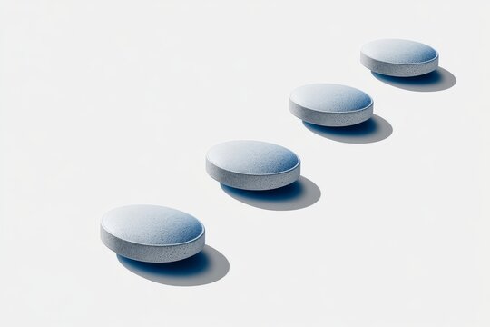 Soft blue and white pills aligned on a minimalist backdrop emphasizing orderly pharmaceutical practices
