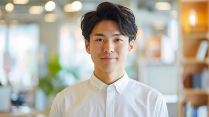 Fototapeta premium Asian man wearing a cutter shirt