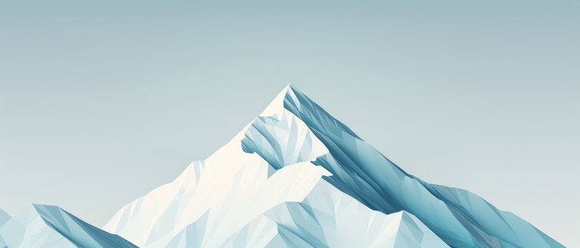 A single mountain peak reaching into a clear sky, minimalist design, clean lines, 2D vector illustration, simplistic color palette