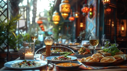 Dinner at an Outdoor Restaurant