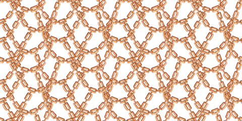 Gold chain net with watercolor illustration of frequent weave pattern. Jewelry, accessories or anchor chain. Vintage links isolated from background. Can be used in cards, posters, wrapping paper.