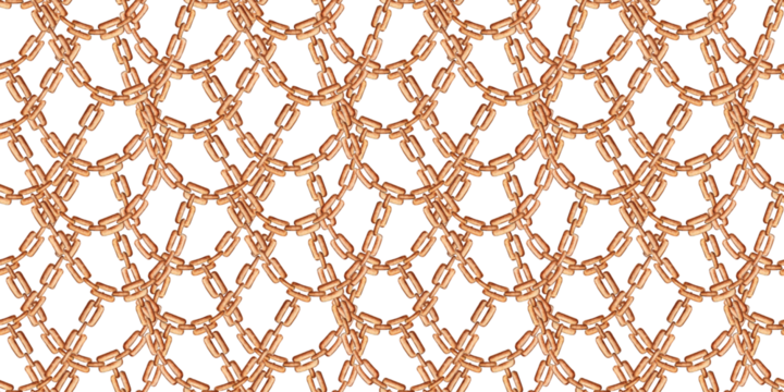 Gold chain net with watercolor illustration of frequent weave pattern. Jewelry, accessories or anchor chain. Vintage links isolated from background. Can be used in cards, posters, wrapping paper. - Powered by Adobe