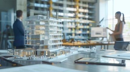 Obraz premium Generate a photo realistic image of a construction project team participating in a workshop to adjust budgets with detailed financial charts and adjustment tools​ensure the image is of high resolution