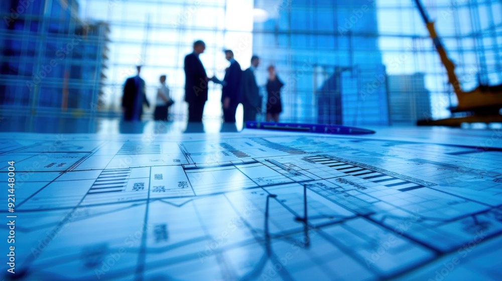 Wall mural generate a photo realistic image of a construction project team participating in a workshop on expen