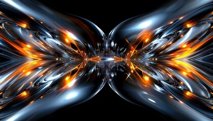 Abstract metallic design with glowing elements, creating a futuristic visual effect.