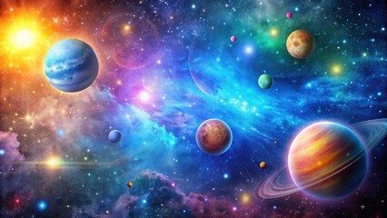 Space galaxy background with colorful stars and planets, space, galaxy, background, stars, planets, universe, astronomy