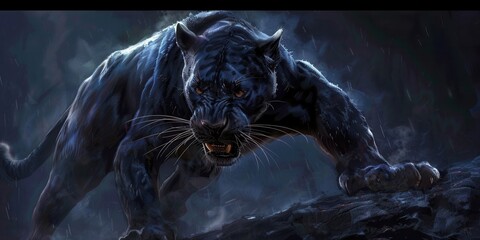 Majestic Black Panther in High Detail. Wallpaper Design