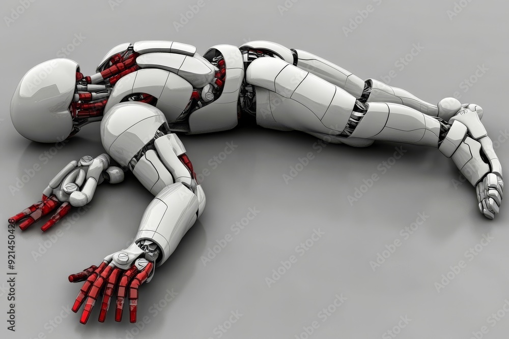 Aufkleber artistic representation of a humanoid robot in a dynamic sporty pose on a tech inspired background