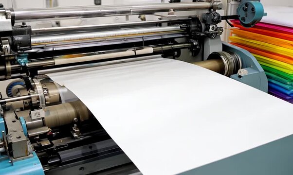 Close-up of a Printing Press in Action at a Print Shop