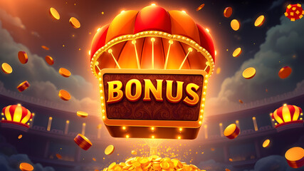 Casino box bonus drop, for a slot casino game with parachute. Generative AI