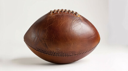 Leather American Football Ball: Close-up image of a leather American football 