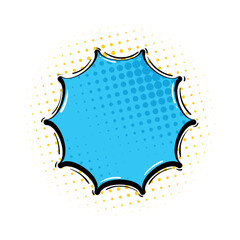 Comic-style speech bubble with halftone dot pattern design