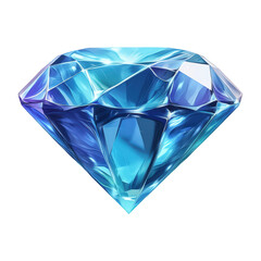 Fototapeta premium Blue Diamond With Sharp Facets, Isolated On Transparent Png Background, Perfect For In-Game Currency Or Valuable Items . Generative ai