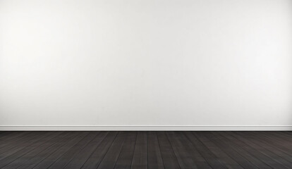 Fototapeta premium Empty room with dark wooden floor and white wall