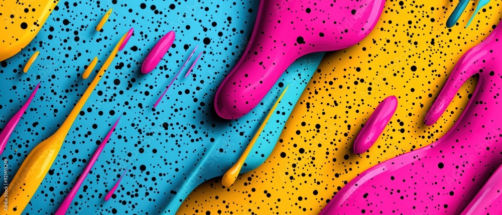 Poster bright and colorful retro pop art with abstract patterns