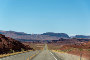 Straight road through desert