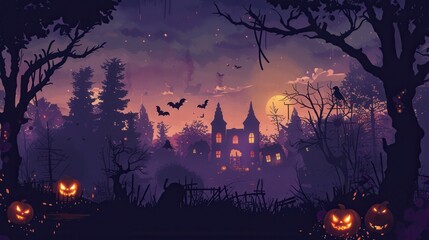 Spooky Halloween Night. Cute and Detailed Wallpaper