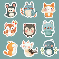 Cute Animals Collection of Naive Stickers