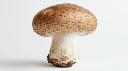 Single Matsutake mushroom cap, highlighting its unique texture against a white background.
