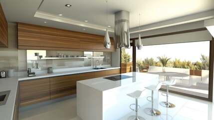 Sleek kitchen with white countertops and minimalist fixtures