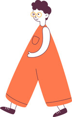 School Boy Character Hand Drawn