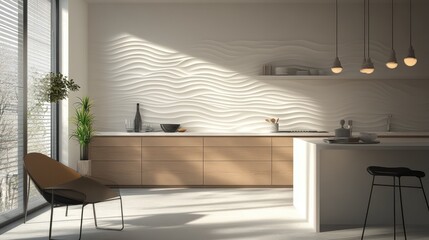 Sleek kitchen with white countertops and minimalist fixtures