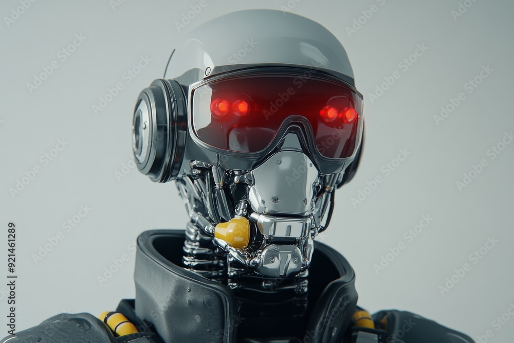 Poster robot holding a glowing orb in a futuristic laboratory symbolizing the control and manipulation of e