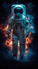 Astronauts walking on the lunar surface, space suit, Hyper-realistic photo, shot with Sony A7Rv, cinematic, Photo with copy space.