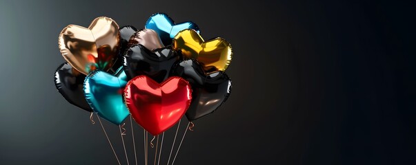A Cluster of Metallic Heart-Shaped Balloons