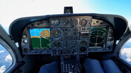 Cockpit View of a Private Airplane in Flight