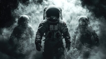 Astronauts walking on the lunar surface, space suit, Hyper-realistic photo, shot with Sony A7Rv, cinematic, Photo with copy space. 