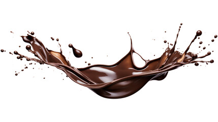 Dark chocolate liquid splash isolated on transparent white background, clipping path