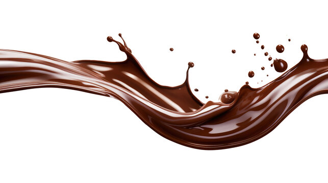 Dark chocolate liquid splash isolated on transparent white background, clipping path