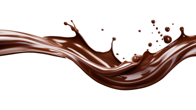 Dark chocolate liquid splash isolated on transparent white background, clipping path